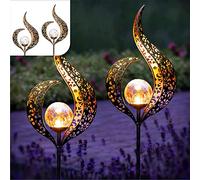 Gadgy Set de 2 Linternas Solares LED con Efecto Llama - Luces Decorativas Impermeables para Jardín, Terraza y Balcón - Iluminación Solar Exterior Automática