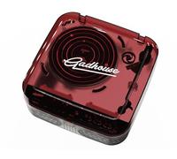Gadhouse Cosmo Solar Edition - Tocadiscos de Vinilo portátil Bluetooth, Radio FM, transmisión, Tarjeta USB/SD, Altavoces estéreo Integrados, Modo DJ, diseño clásico Transparente, Rojo Venus