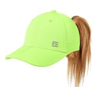 GADIEMKENSD Cola de Caballo Sombreros para Las Mujeres de Verano Gorra de béisbol con Cola de Caballo Agujero de cordón Ajustable Transpirable de Malla Alto Bun Sombrero del Sol Verde Brillante