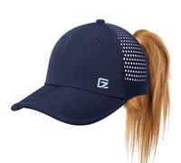 GADIEMKENSD Cola de Caballo Sombreros para Las Mujeres de Verano Gorra de béisbol con Cola de Caballo Agujero de cordón Ajustable Transpirable de Malla Alto Bun Sombrero del Sol Azul Marino