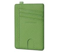 GADIEMKENSD Credit Card Holder RFID Blocking Genuine Leather Slim Card Wallet Compact Size Card Cases for Women Men Keychain Wallet with D Shackle Llaveros De Hombre Exemption Card Set Apple Green