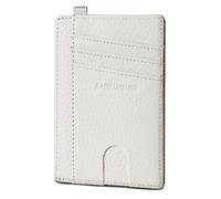 GADIEMKENSD Credit Card Holder RFID Blocking Genuine Leather Slim Card Wallet Compact Size Card Cases for Women Men KeychainPurse with D-Shackle Llaveros De Hombre ID Exemption Card Set Ivory White