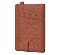 GADIEMKENSD Credit Card Holder RFID Blocking Genuine Leather Slim Card Wallet Compact Size Card Cases for Women Men Keychain Wallet Purse with D Ring Llaveros De Hombre ID Exemption Card Set Brown