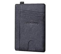 GADIEMKENSD Slim Leather Wallet Minimalist Credit Card Holder RFID Blocking Small Card Case Money Clip with Slots for Key Chain Oyster Cards Coin Cash for Women Men Travel Business Saffiano Black