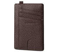 GADIEMKENSD Slim Wallet Minimalist Credit Card Holder RFID Blocking Genuine Leather Compact Size Card Case for Women Men Purse with D-Shackle Llaveros De Hombre Exemption Card Set Coffee
