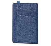 GADIEMKENSD Slim Wallet Minimalist Credit Card Holder RFID Blocking Genuine Leather Compact Size Card Case for Women Men Purse with D-Shackle Llaveros De Hombre Exemption Card Set Navy Blue