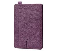 GADIEMKENSD Slim Wallet Minimalist Credit Card Holder RFID Blocking Genuine Leather Compact Size Card Case for Women Men Purse with D-Shackle Llaveros De Hombre Exemption Card Set Purple
