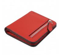 GADIEMKENSD Small Wallet Women Purses RFID Blocking Leather Bi-Fold Card Holder with Zip Coin Pocket Stitch Purse for Lanyard Oyster Cards Bus Cards Protector Pouch with Card Cash Slots Red