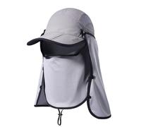 GADIEMKENSD Sombrero de Pesca de Verano para Senderismo Selva Montaña Sol Gorra de béisbol de Secado rápido Cubierta de Cara y Cuello con Solapa Impermeable Gorras Transpirables Gris Claro