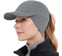 GADIEMKENSD Winter Fleece Hats Reflective Ponytail Hat for Women Ball Caps with Earflap Drop Down Ear Warmer Mens Skull Cap Beanie with Visor Cold Hat for Outdoor Hiking Snow Ski Running Light Gray