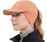 GADIEMKENSD Winter Fleece Hats Reflective Ponytail Hat for Women Baseball Caps with Earflap Drop Down Ear Warmer Men Skull Cap Beanie with Visor Cold Hat for Outdoor Hiking Running Snowboarding Orange