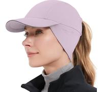 GADIEMKENSD Winter Fleece Hats Reflective Ponytail Hat for Women Baseball Caps with Earflap Drop Down Ear Warmer Mens Skull Cap Beanie with Visor Cold Hat for Outdoor Hiking Running Snow Ski Purple
