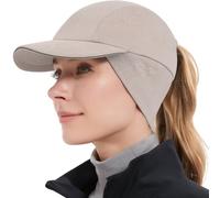 GADIEMKENSD Winter Fleece Hats Reflective Ponytail Hat for Women Baseball Caps with Earflap Drop Down Ear Warmer Mens Skull Cap Beanie with Visor Cold Hat for Outdoor Hiking Running Snow Ski Khaki