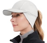 GADIEMKENSD Winter Reflective Ponytail Hat Fleece Hats for Women Baseball Caps with Earflap Drop Down Ear Warmer Mens Skull Cap Beanie with Visor Cold Hat for Outdoor Hiking Running Snow White