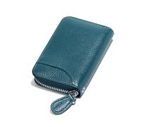GADIEMKENSD Womens Credit Card Holder Wallet Zip Leather Card Case RFID Blocking Ladies Small Blocked Accordion Wallets with Stainless Steel Zipper Woman Compact Accordian ID Cards Bag Sea Blue