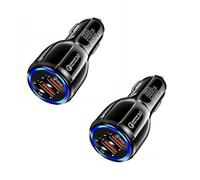 GADIRIA Pack de 2 Cargadores de Mechero del Coche 2 Puertos USB Quick Charge 3.0 30W - Carga Rápida y Segura para Dispositivos - Retroiluminación LED.