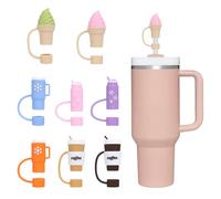 GADITIEK 8pcs Tapas de pajitas para Stanley Cup, 10mm a prueba de polvo Tapas de pajitas de silicona, pajitas reutilizables Tapa Consejos para Stanley 40/30 Oz Vaso Accesorios (8PCS Copas y helados)