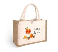 GADITIEK Bolsa de Regalo Aperol, Bolsa de Yute Aperol, Bolsa de Playa xxl Aperol Spritz Accesorios Mujer, Set de Regalo para Mujer, Colega (Holy Aperoli)