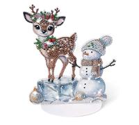 GADITIEK Diamond Painting Navidad DecoracióN de Escritorio, 5D áRbol de Navidad Pintura de Diamante Kits Pintura Para Cristal Kits de Pintura De Diamantes Para (muñeco de nieve y alce)