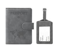 GADITIEK Funda Pasaporte con Identificador De Maletas, PU Cueros Porta Documentos Cover Viaje con Bloqueo RFID, Passport Cover Español para Crédito, Tarjetas De Identificación, Boletos De Aerolínea
