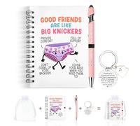 GADITIEK Funny Best Friend - Regalos para mujeres - Juego de cuaderno, bolígrafo y llavero "Good Friends Are Like Big Knickers" - Regalos de cumpleaños para mejores amigas, ideas divertidas de regalo