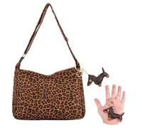 GADITIEK Leo - Bolso bandolera para mujer con llavero, diseño de leopardo con correa ajustable