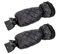 GADLANE Pack de 2 Rascadores de Hielo para Coche - 2 en 1 Rascador Hielo Parabrisas con Guante, Rasqueta Hielo Coche con Forro Impermeable, Retire la Nieve y Mantenga Las Manos Calientes