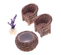Gadpiparty 1 Juego Muebles de Casa de Muñecas y Sillas de Rattan Hechas Mano Accesorio para Muebles para Interacción de rol