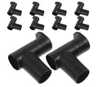 Gadpiparty 10 Conectores de plástico para tendedero - Piezas para Barra de Armario - Abrazaderas de Extremo con Junta Angular Negras - Accesorios para riel Tubular de pie