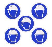 Gadpiparty 10 Pegatinas Autoadhesivas Señal de Advertencia de Uso de Casco Seguridad Industrial 30 Cm Blanca y Azul para Obra Fábrica Almacén Cumplimiento Normativo