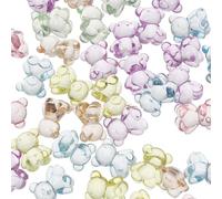 Gadpiparty 100 Cuentas Espaciadoras de Acrílico Transparentes Forma de Oso, Accesorio de Joyería DIY Multicolor, para Hacer Pulseras, Collares y Decoraciones Manualidades Color Aleatorio