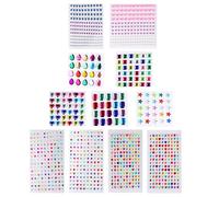 Gadpiparty 11 hojas Pegatinas de Rhinestone DIY para Calcomanías Acrílicas Autoadhesivas Decoración Brillante para Manualidades y Fiestas