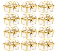 Gadpiparty 12 cajas de plástico para caramelos, mini cofre del tesoro a granel para regalos de fiesta de San Valentín, color dorado