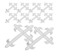 Gadpiparty 12 Piezas 12 Parches Termoadhesivos Bordados en Cruz Plateados 10,5 X 8,9 CM para Ropa, Chaquetas, Mochilas y Disfraces, Apliques de Bordado para Manualidades y Decoración DIY