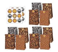 Gadpiparty 12 Piezas Bolsa de Dulces Temática de Fauna Reutilizables para Envolver Regalos Sencillas y Multiusos para Fiestas y Guardar Cosas