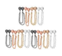 Gadpiparty 12 Piezas Pinzas Magnéticas para Ropa de Mujer con Cadena Ajustador Instantáneo para Dobladillo de Camisa y Mangas Clips para Suéteres y Blusas Negro Plata y Rosa