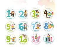 Gadpiparty 12 Piezas Tarjetas Adhesivas Del Mes Para Bebés Adorables Pegatinas Forma De Animalito Mes De Recién Nacidos Creativas y Decorativas Pegatinas Mensuales Para Bebés