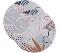 Gadpiparty 2 alfombrillas redondas para mouse, base de goma antideslizante, superficie lisa, almohadilla de escritorio para computadora con vibrante diseño de hojas tropicales, accesorio para juegos