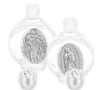 Gadpiparty 2 botellas de agua bendita de vidrio con cubierta metálica plateada, diseño de tapa de seguridad, cómodas para llevar, estilo simple y lujoso, adecuadas para comunión e iglesia