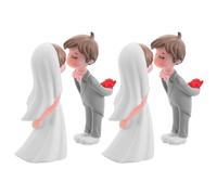 Gadpiparty 2 pares de estatuas en miniatura para tartas de boda para novios y compromisos, accesorios de fiesta de boda