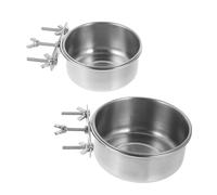 Gadpiparty 2 Piezas Cuenco Colgante de Acero Inoxidable para Perros y Gatos Resistente al Desgaste Anti-vuelco Fácil de Limpiar de Unidades con Soporte para Jaula