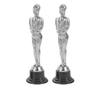 Gadpiparty 2 Piezas Trofeo de Plástico Plateado Diseño Realista, Portátil y Elegante, Adecuado como Premio Deportivo y Decoración para Fiestas en Casa