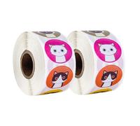 Gadpiparty 2 rollos de calcomanías de embalaje con patrón de gato, autoadhesivas, sellos decorativos para envolver álbumes de recortes, bolsas, decoración de festivales, estable y fácil de usar