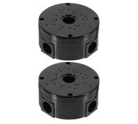 Gadpiparty 2 Unidades Caja Eléctrica Redonda para Exteriores Almacenamiento Grande y Múltiples Orificios para Cámara de Seguridad y Cables, Plástico Negro Resistente