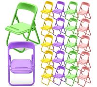 Gadpiparty 20 soportes para teléfono con forma de mini silla, soporte para teléfono pequeño, material de polipropileno, formas de silla plegable, decoración de casa de muñecas, colores surtidos