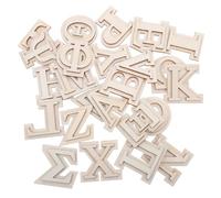 Gadpiparty 24 Letras Griegas de Madera Maciza Diseño de Doble Capa y Textura Natural para Proyectos Creativos y Lecciones de Manualidades