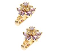 Gadpiparty 2piezas Pulsera De Decorativa Para Reloj Charm Giratorio Resistente Al Desgaste Accesorio Elegante Compatible Diseño De Flores Moradas Rhinestones