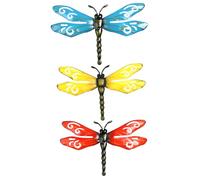 Gadpiparty 3 piezas Esculturas de Pared Libélula de Hierro Colorido Decoración Metálica Resistente y Antióxido para Salón Dormitorio y Jardín Arte Mural Creativo para Colgar Interiores y