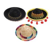Gadpiparty 3 Piezas Sombrero Varios Estilos de Halloween para Mascotas Estilo Mexicano de Poliéster, Cómodo y Suave Piel y Disfraces de Halloween Adecuado para Sesiones de Fotos
