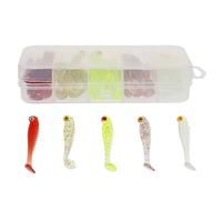 Gadpiparty 30 Piezas Kit de Señuelos de Pesca Flexibles de PVC con Caja para Lucioperca y Trucha, Mini Cebos de Simulación Pintados a Mano, Ideales para Decoración Verano y Color